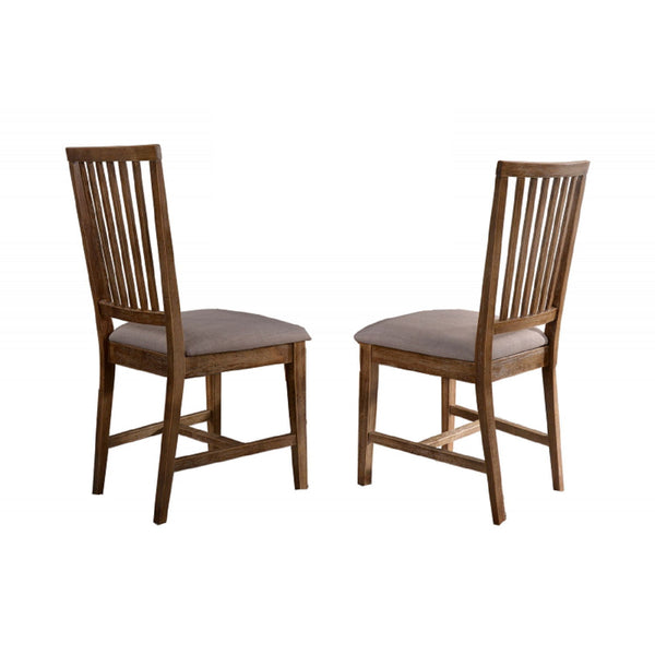 Open Slat Back Kitchen Side Chair (Set of 2) - Brown Oak