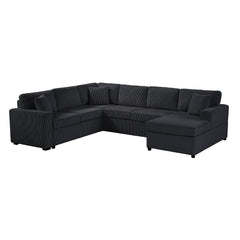 Oversized Sectional U-Shaped Sofa With Chaise Lounge And Three Soft Throw Pillows