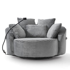 Swivel Accent Barrel Chair With Adjustable Phone Holder, 5 Pillows For Living Room