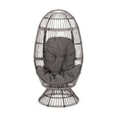 Patio Swivel Basket Egg Chair With Cushion