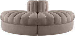Rummi - Velvet Performance Fabric Upholstered 2 Piece  Rounded Modular Loveseat