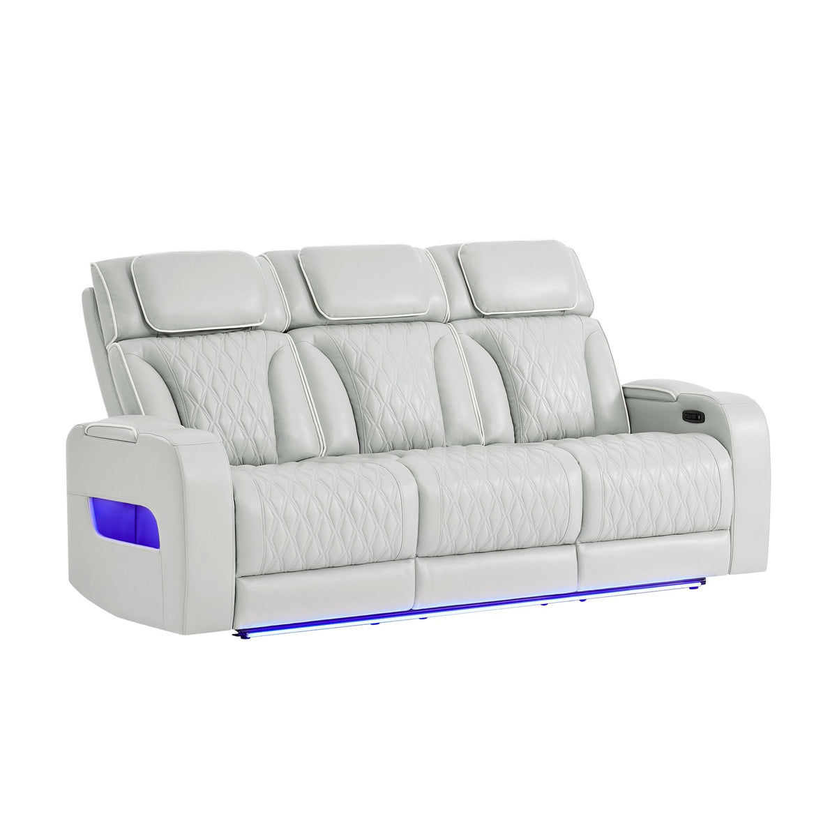 Julian - Power Reclining Sofa With Footrest And LED Lighting - Silver