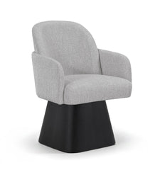 Marlowe - Linen Textured Fabric Upholstered Swivel Dining Arm Chair - Stained Black