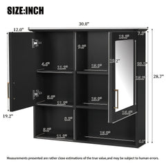2 In 1 Wall-Mounted Mirror Cabinet With Adjustable Shelves, Soft-Close Doors, High-Definition Mirror & Storage