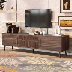 TV Stand With 2 Drawers, Media Console Table For TVs Up To 80'' For Living Room - Walnut
