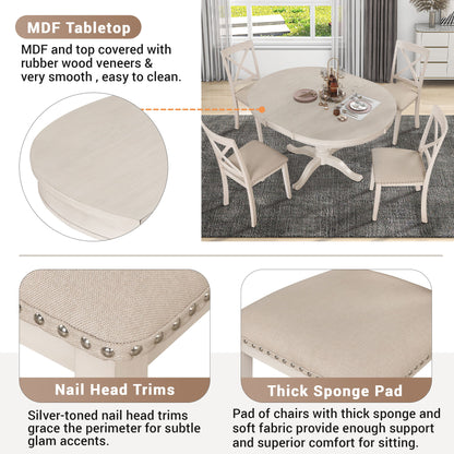5 Piece Dining Room Set, Table And Chairs Set For 4 Persons