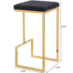 Joel - Mid-Century Modern Luxury Upholstered Stool - Black / Gold