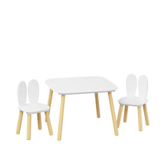 Rabbit Themed Table And 2 Chairs Set - White