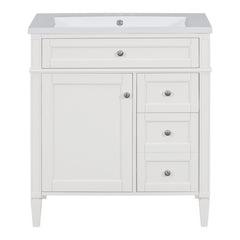 Bathroom Vanity With Top Sink, Storage Cabinet, 2 Drawers, Tip Out Drawer