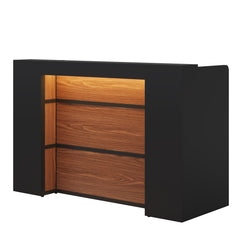 Reception Desk With LED Lights For Office Lobby - Black