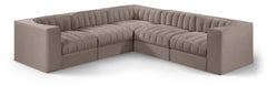 Rummi - Symmetrical Velvet Performance Fabric Upholstered 5 Piece Modular Sectional
