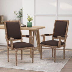 French Country Style Upholstered Dining Chair With Square Backrest