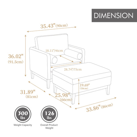 Oversized Swivel Barrel Accent Chair And Ottoman Set With Storage