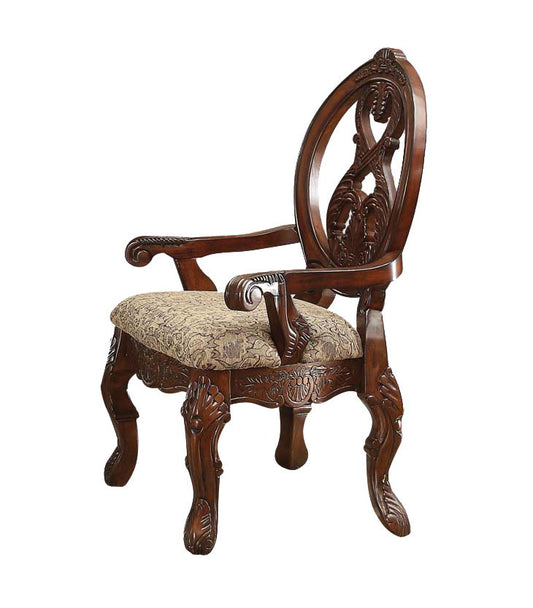 Rovledo - Arm Chair (Set of 2) - Pattern Fabric & Cherry