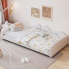 Upholstered Daybed, Sherpa Fabric Sofabed With Cloud-Shaped Backrest