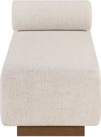 Zephyr - Linen Textured Fabric Upholstered Chaise - Painted Brown Walnut Base