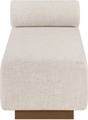 Zephyr - Linen Textured Fabric Upholstered Chaise - Painted Brown Walnut Base