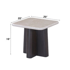 Jacory - End Table With Bottocino Marble Top - Beige / Espresso