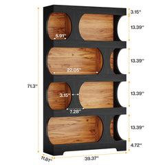 4 Tier S-Shaped Freestanding Storage Shelf For Living Room - Black / Brown