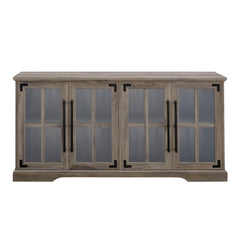 Modern Farmhouse Two Tone Windowpane Glass Door TV Stand For TVs Up To 65"