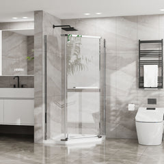 Durable Hardware Neo Angle Frameless Shower Door With Acrylic Base Combo