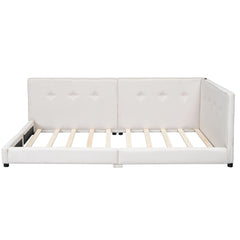 Modern Upholstered Platform Bed With USB Ports And LED Belt