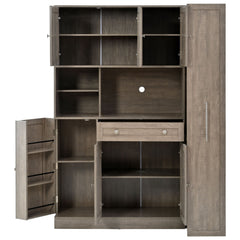 Large Kitchen Pantry Storage Cabinet Cupboard With Pull Out Side Cabinet