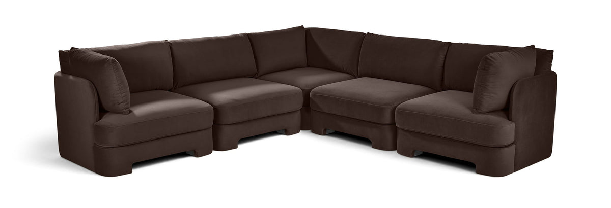 Hammond - Velvet Performance Fabric Upholstered 5 Piece Corner Sectional