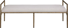 Axis - Linen Textured  Beige Fabric Upholstered Bench