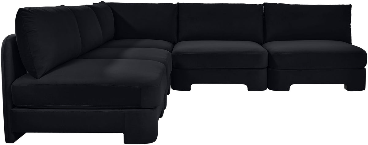 Hammond - Velvet Performance Fabric Upholstered 5 Piece Armless Sectional