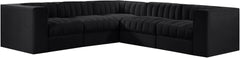 Rummi - Symmetrical Velvet Performance Fabric Upholstered 5 Piece Modular Sectional