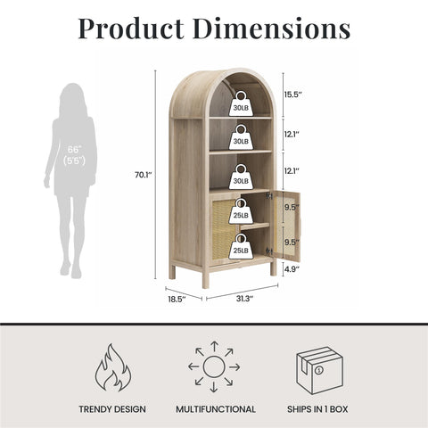 Anaya - Arched Storage Cabinet - Light Oak