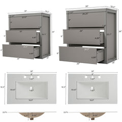 Double Sinks Bathroom Vanity Set With 2 Ceramic Basins