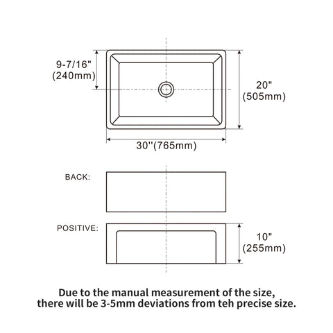 Sink 30" Apron Front Reversible Single Bowl Kitchen Sink With Grid, Strainer - White