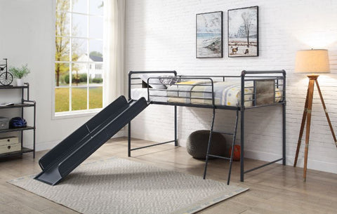 Cordelia - Twin Loft Bed With Slide - Antique Oak, Sandy Black & Dark Bronze Hand-Brushed