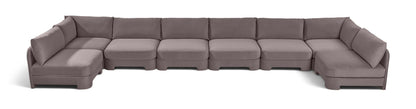 Hammond - Velvet Performance Fabric Upholstered 8 Piece U-Shaped Armless Sectional - Beige