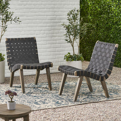 Lounge Chair With Stunning Rope Weave Design, (Set of 2) - Black