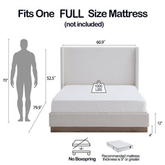 Hosford - Minimalist Canvas Upholstered Wingback Bed