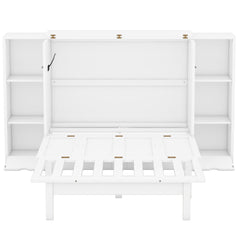 Murphy Bed With Shelves, Drawers And USB Ports