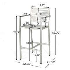 Outdoor Aluminum Rust Proof Barstools (Set of 2) - Silver