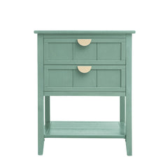 2 Drawer Side Table, American Style, End Table, Suitable For Bedroom, Living Room, Study