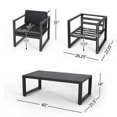 4 Piece Outdoor Chair Set With Weather Resistant Cushion - Dark Gray