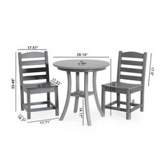 3 Piece Outdoor Dining Set, Round Patio Table With 2 Armless Chairs