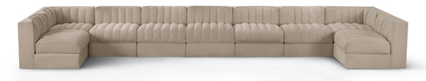 Rummi - Armless Velvet Performance Fabric Upholstered 9 Piece Modular Sectional
