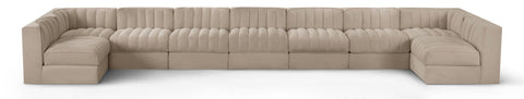 Rummi - Armless Velvet Performance Fabric Upholstered 9 Piece Modular Sectional