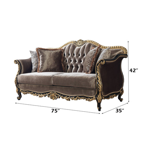 Betria - Loveseat With 4 Pillows - Gold & Black High