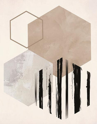 Hexagonal Display I By Daniela Santiago (Framed) - Beige