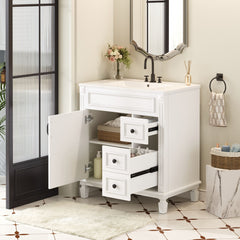 Bathroom Vanity With Sink, Cabinet With 2 Drawers And Adjustable Shelf