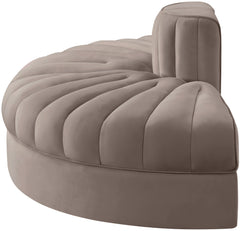 Rummi - Velvet Performance Fabric Upholstered 2 Piece  Rounded Modular Loveseat