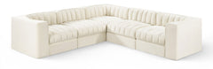 Rummi - Symmetrical Velvet Performance Fabric Upholstered 5 Piece Modular Sectional